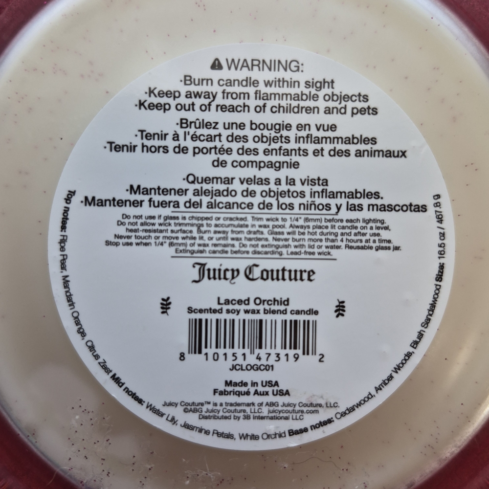 Juicy Couture Laced Orchid Glitter Pink Candle - Picture 9 of 9